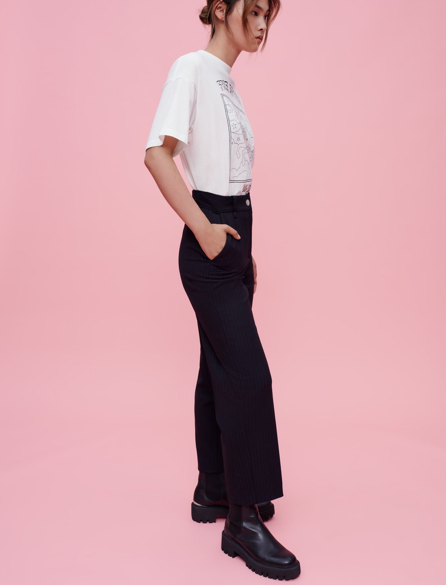 Pantalones de traje rayas estilo tenis