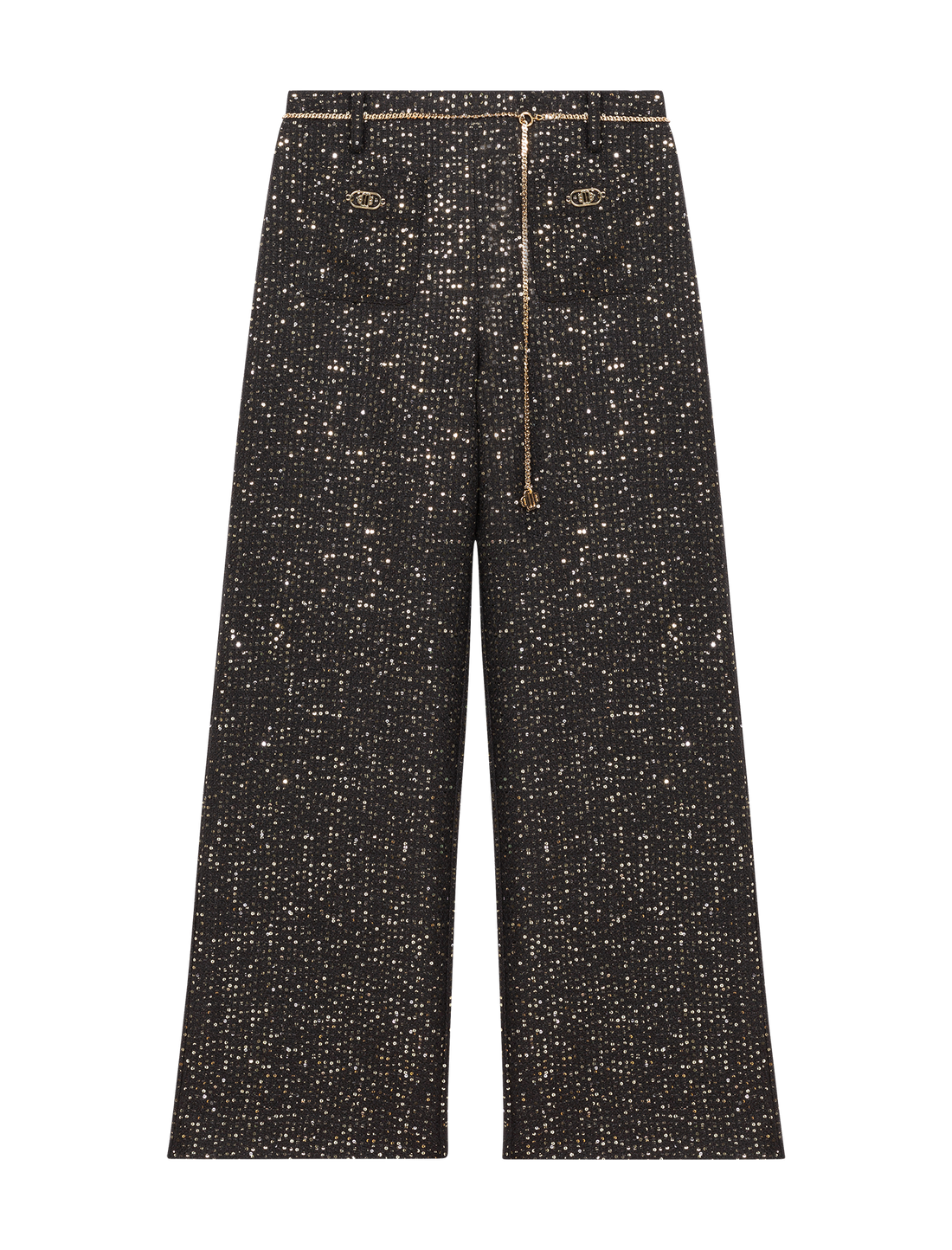 Pantalón negro de tweed con lentejuelas