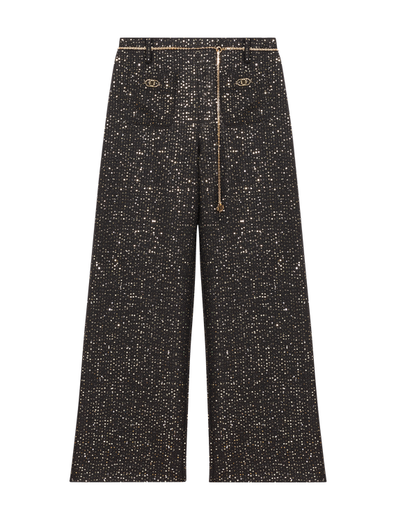 Pantalón negro de tweed con lentejuelas