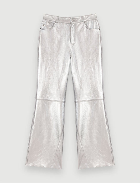 Pantalones de piel plateados