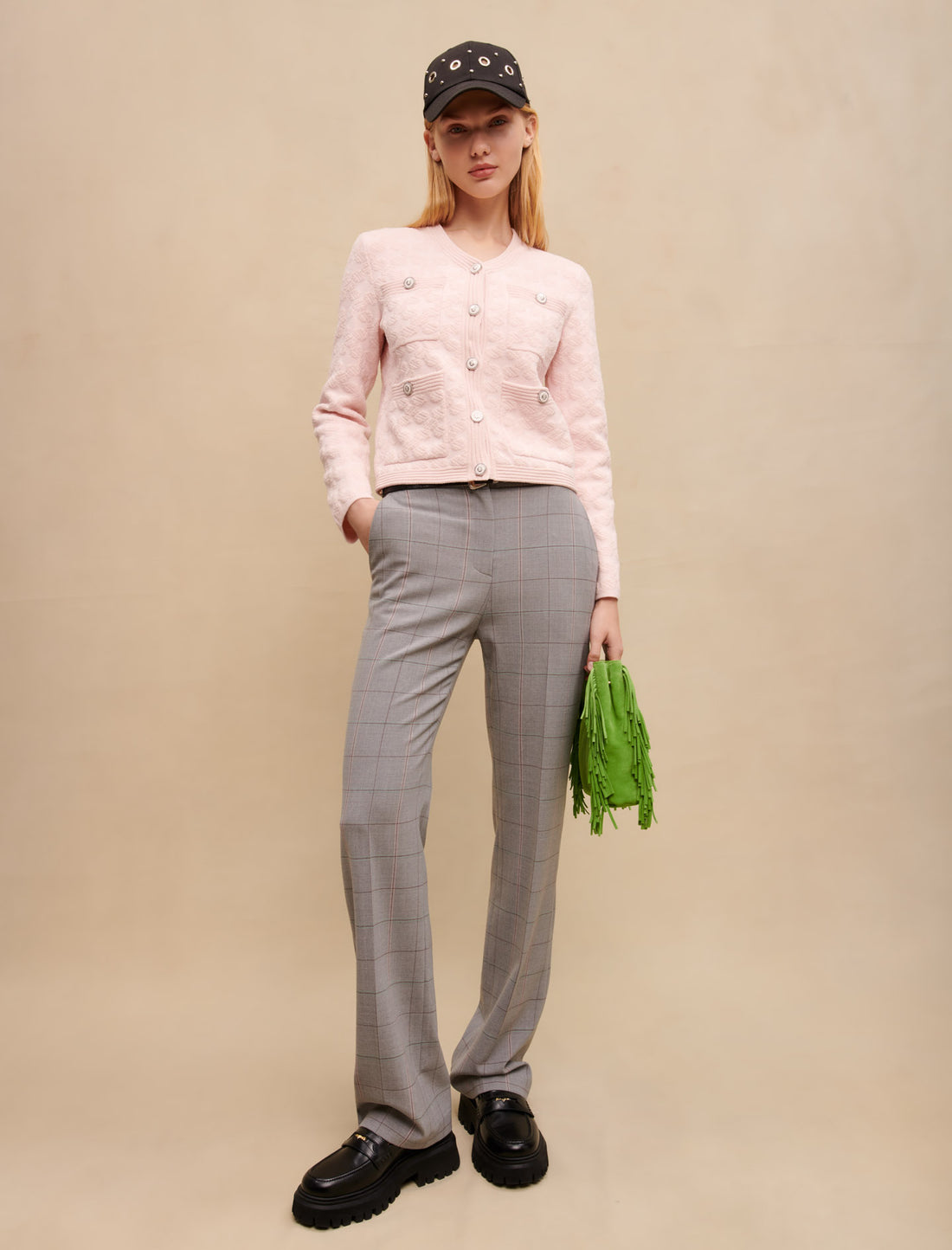 Pantalón recto de traje a cuadros