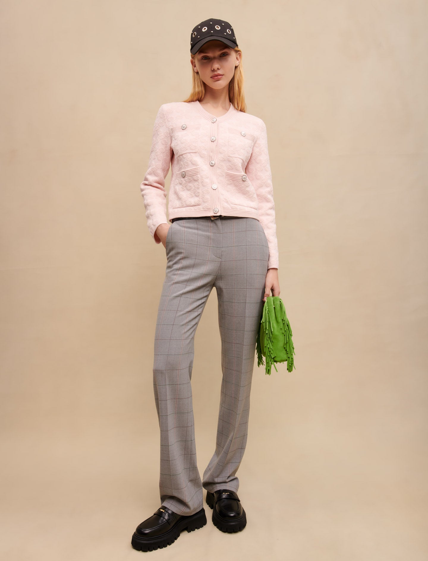 Pantalón recto de traje a cuadros