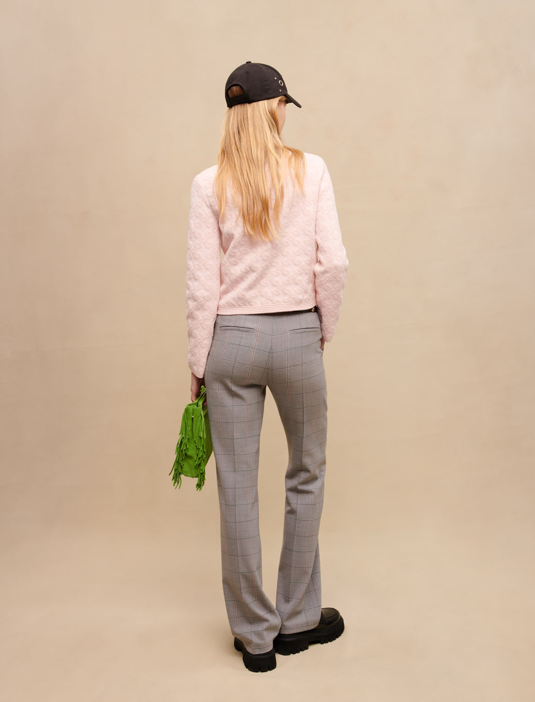 Pantalón recto de traje a cuadros
