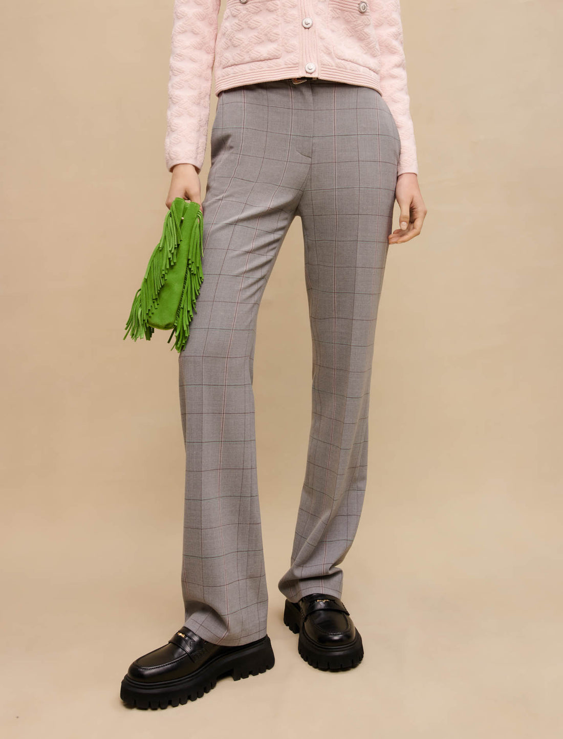 Pantalón recto de traje a cuadros