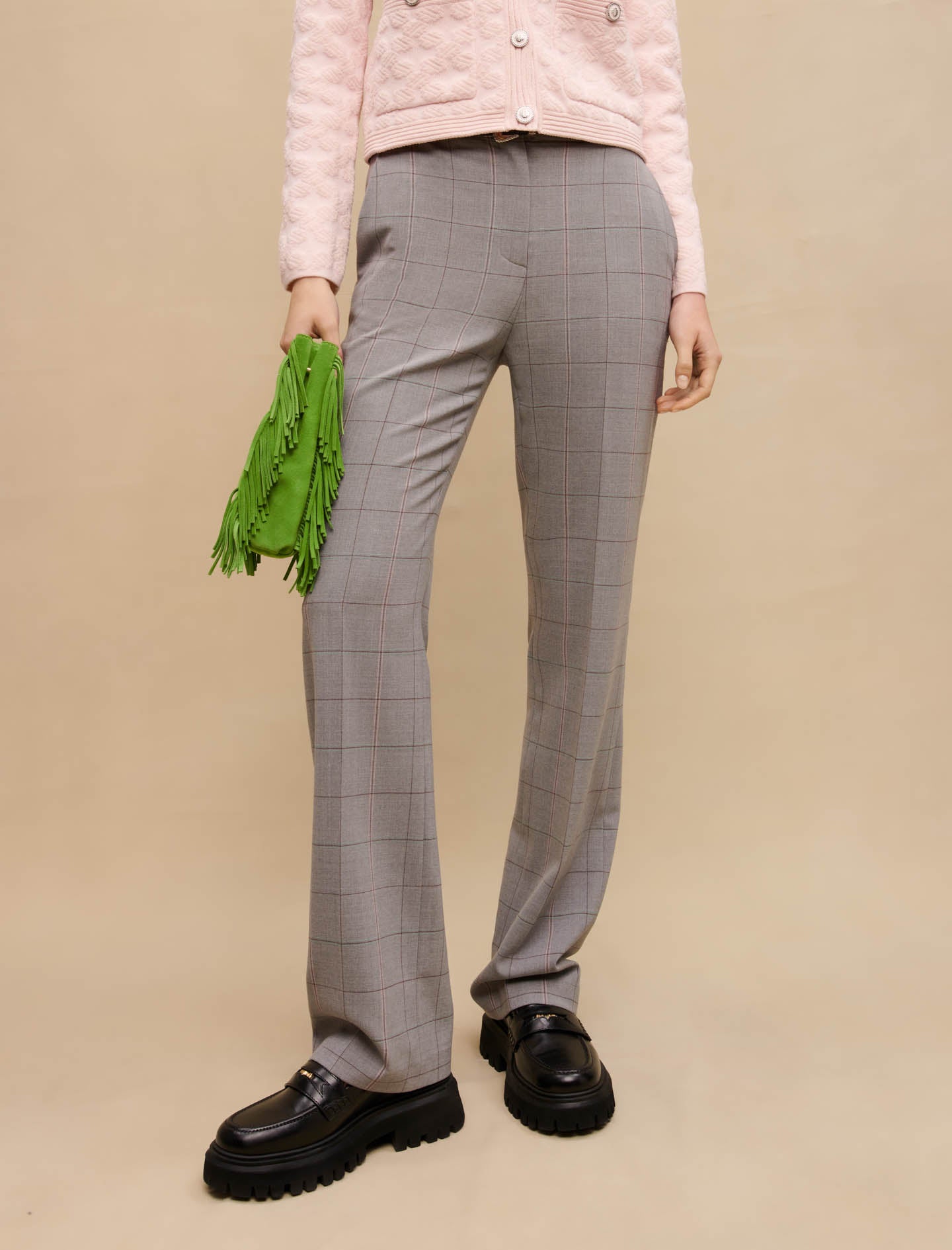 Pantalón recto de traje a cuadros