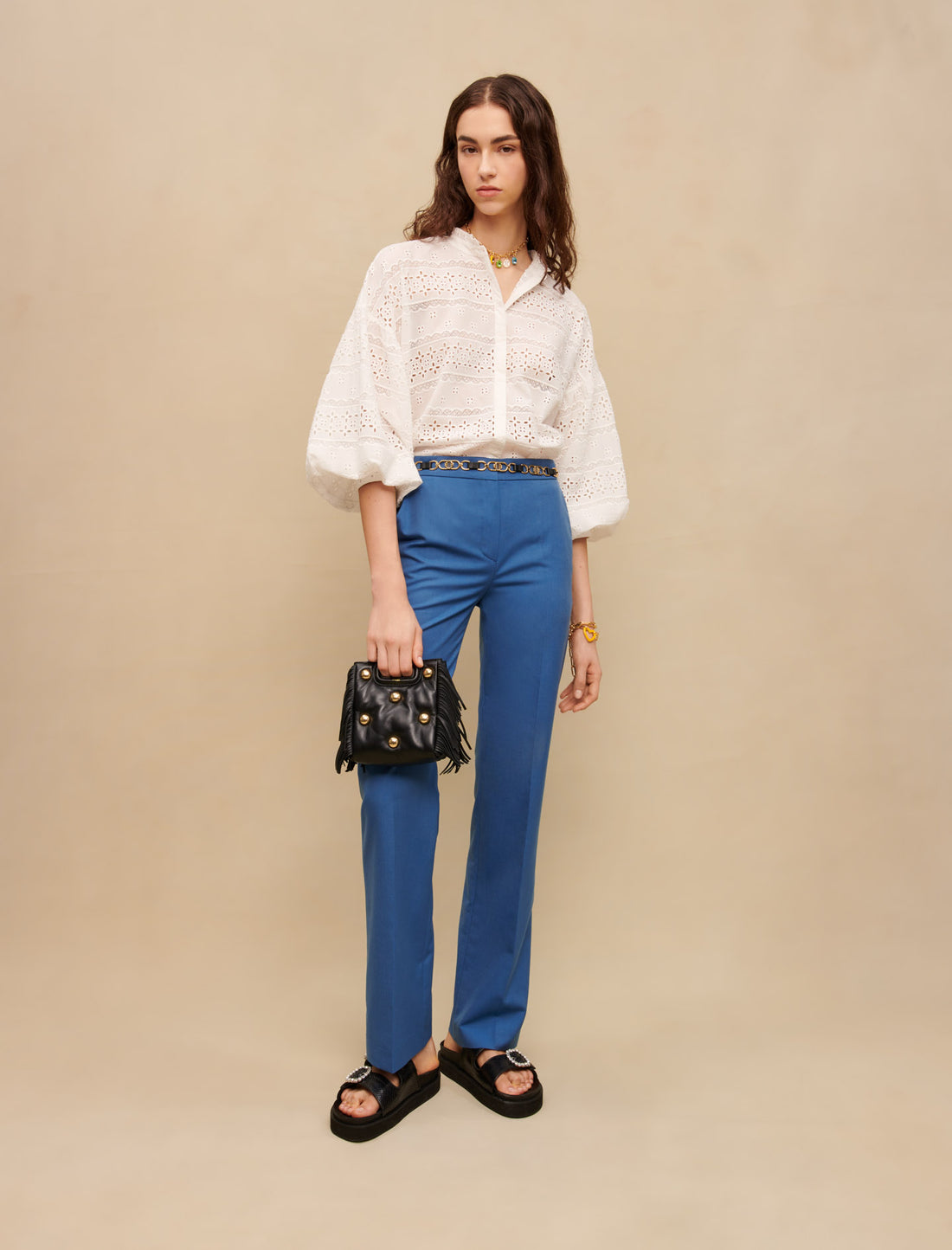 Pantalón azul recto de traje