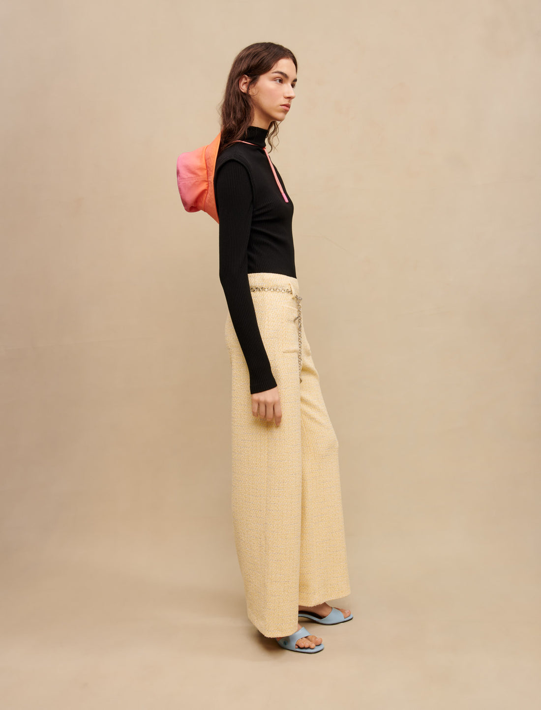 Pantalón de tweed con cinturón