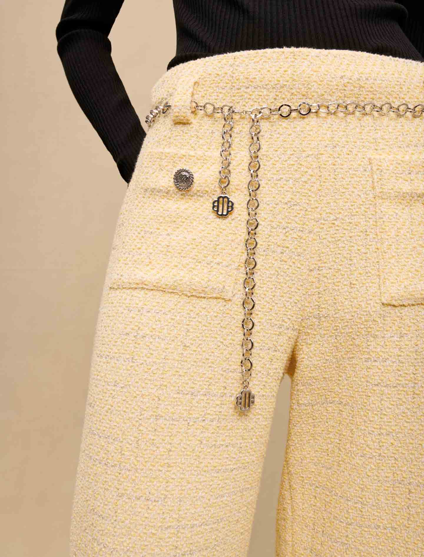 Pantalón de tweed con cinturón
