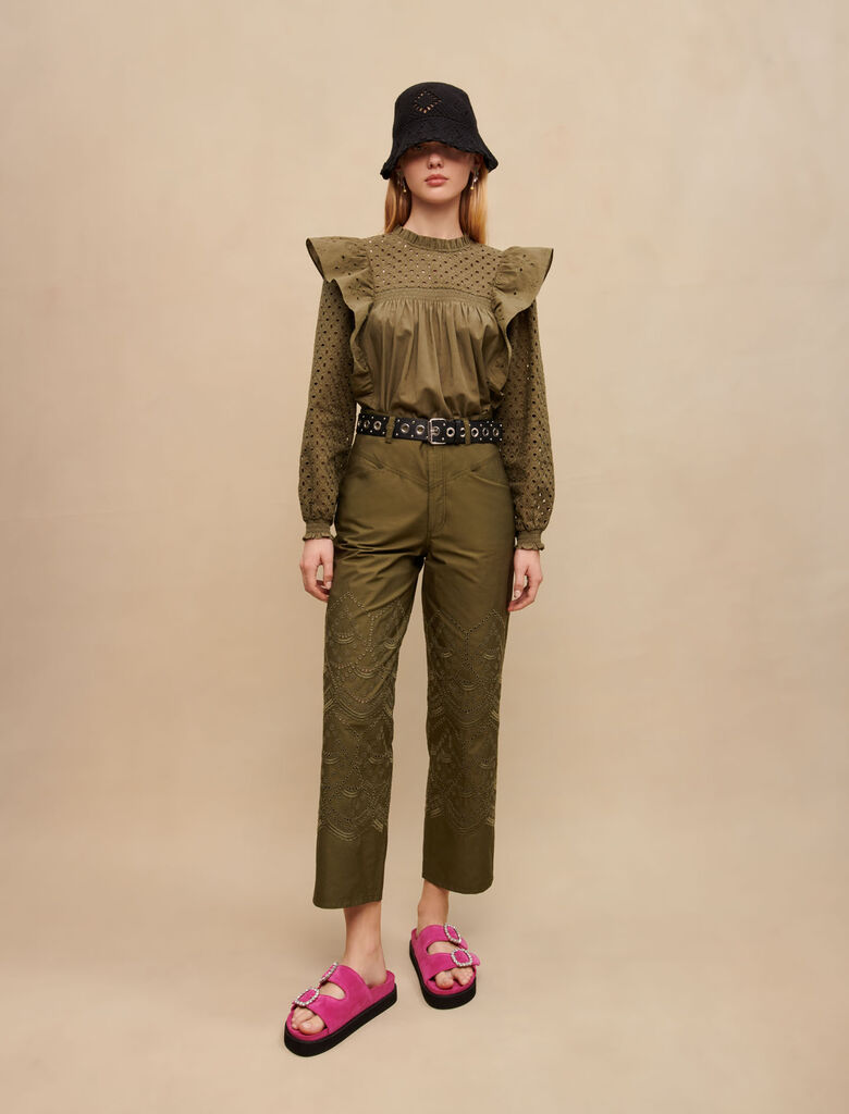 Pantalón de algodón bordado