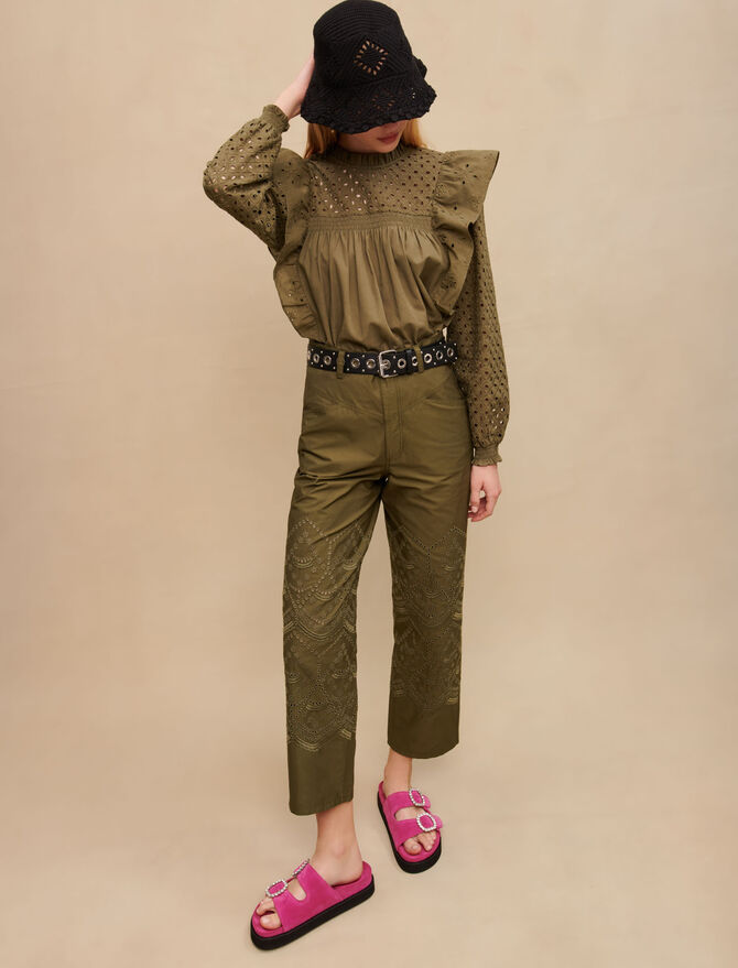 Pantalón de algodón bordado