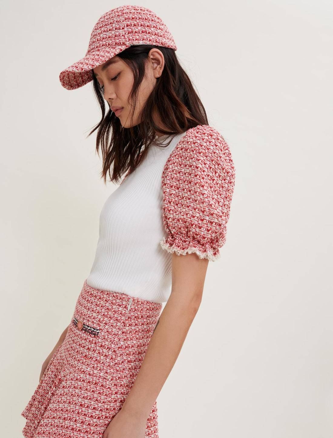 Jersey de punto y mangas de tweed
