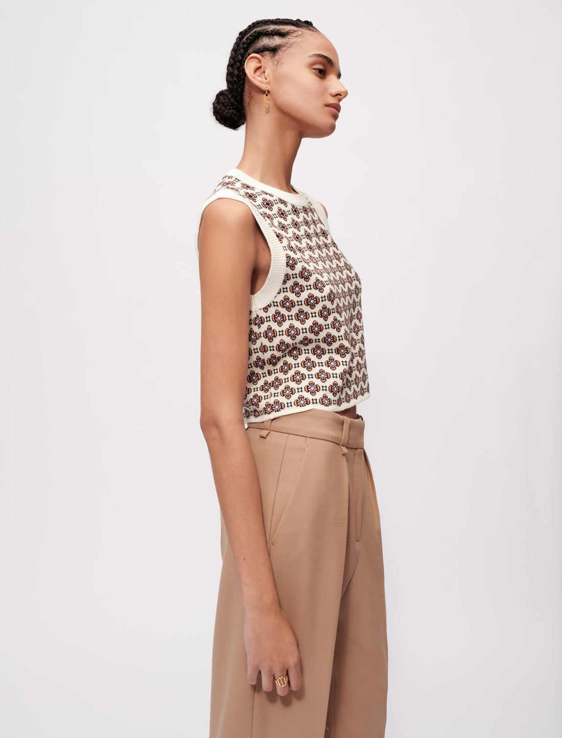 Chaleco en jacquard con contraste