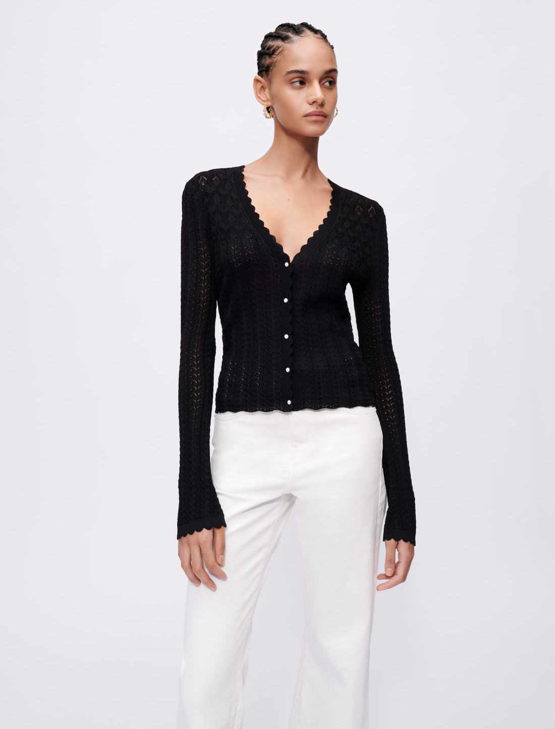Jersey de punto pointelle con trencillas