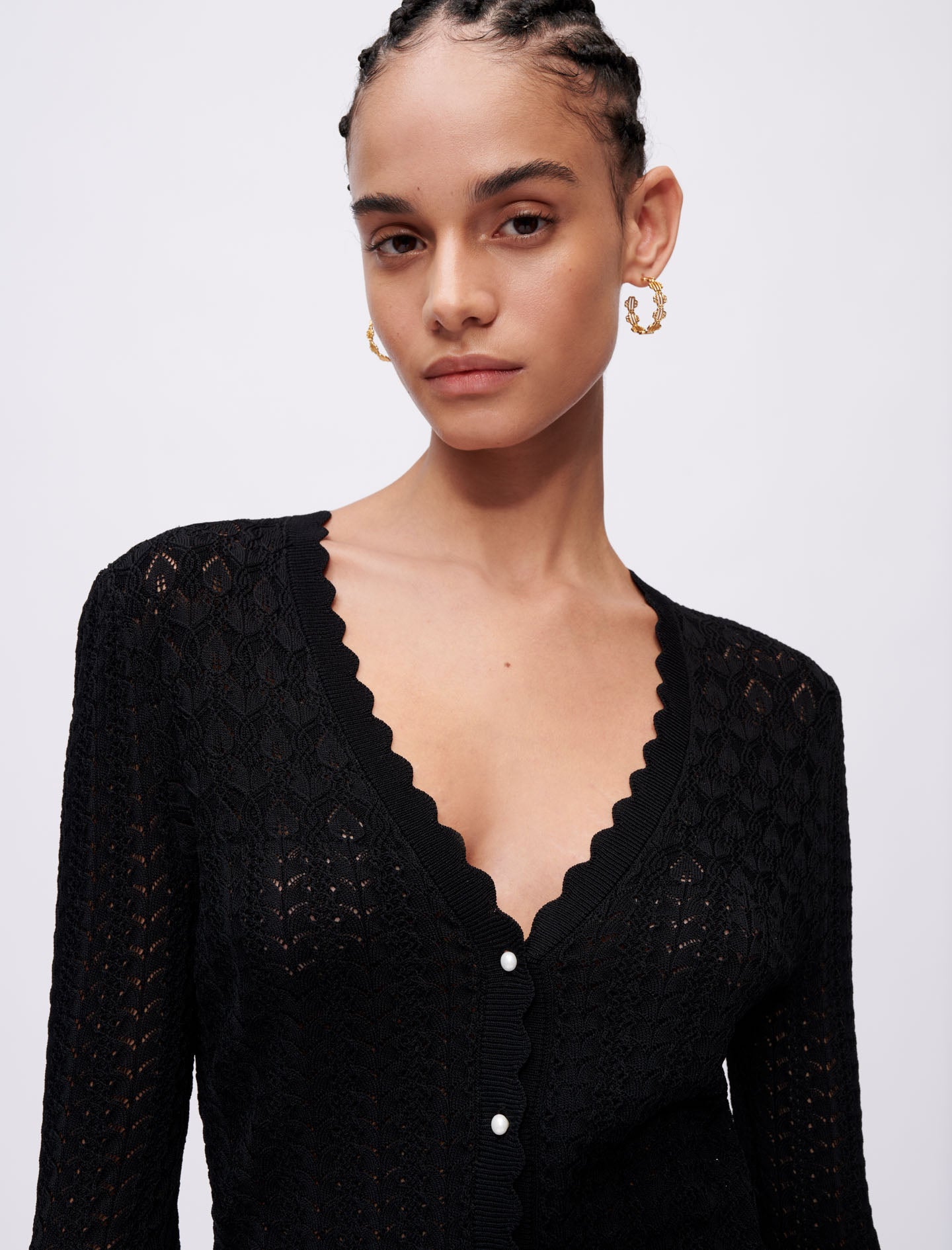 Jersey de punto pointelle con trencillas