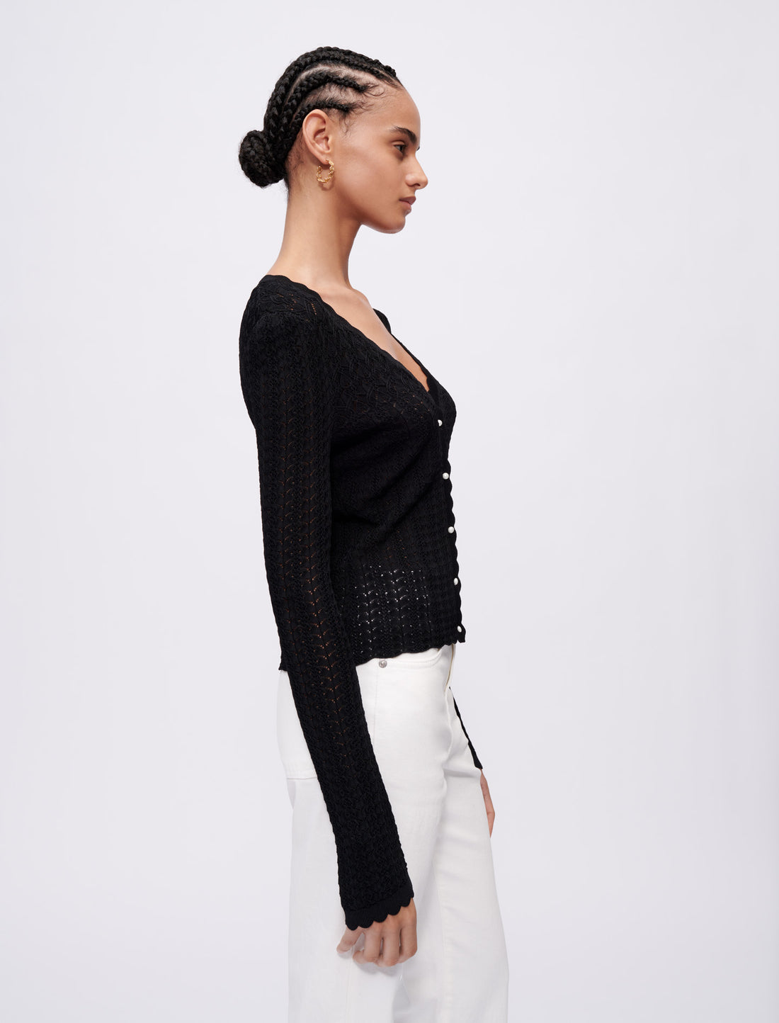 Jersey de punto pointelle con trencillas