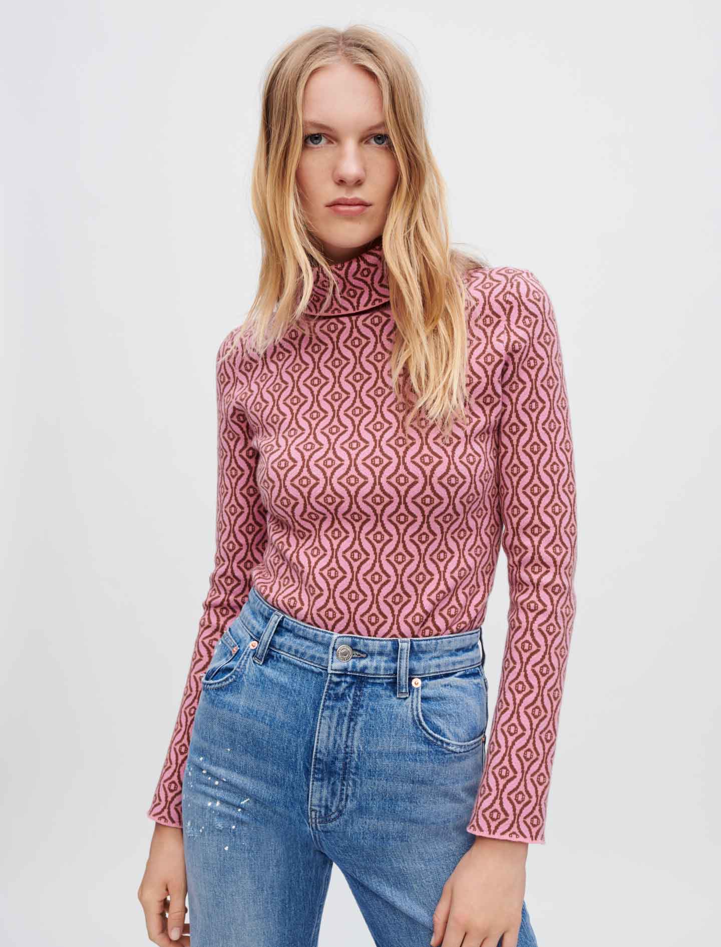 Jersey ajustado jacquard Clover de Maje