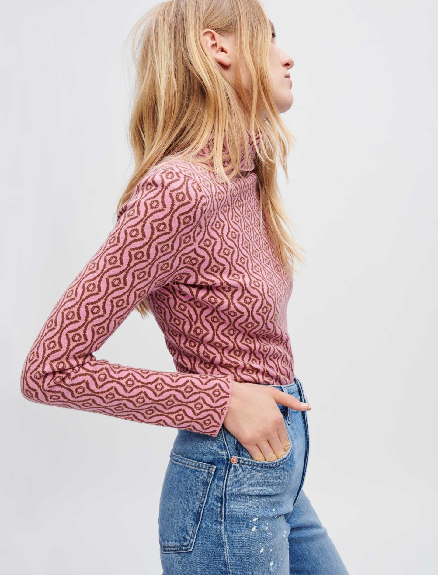 Jersey ajustado jacquard Clover de Maje