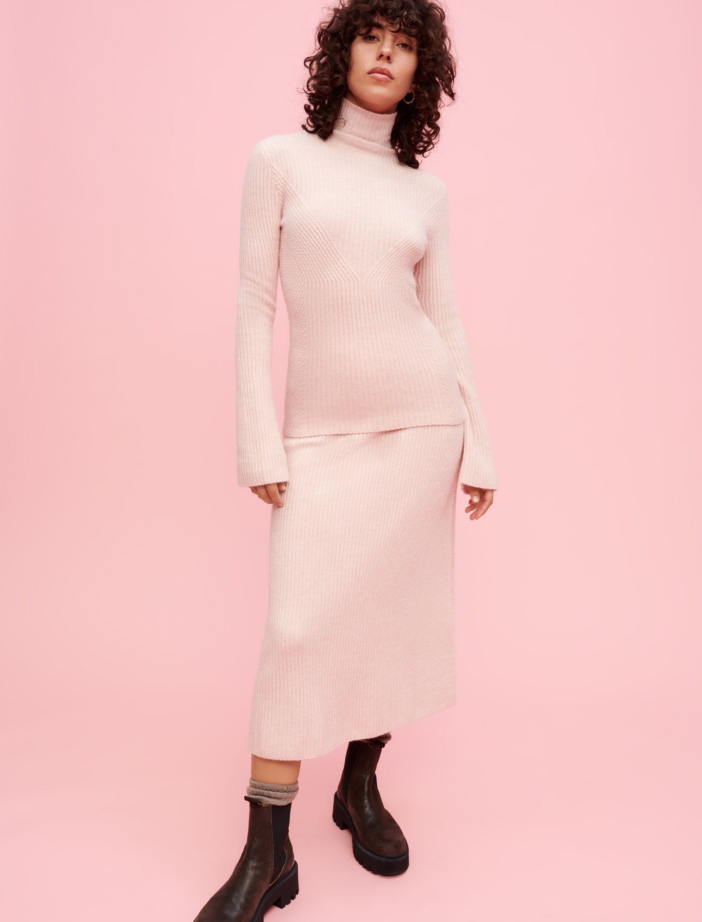 Jersey de punto stretch de cuello alto