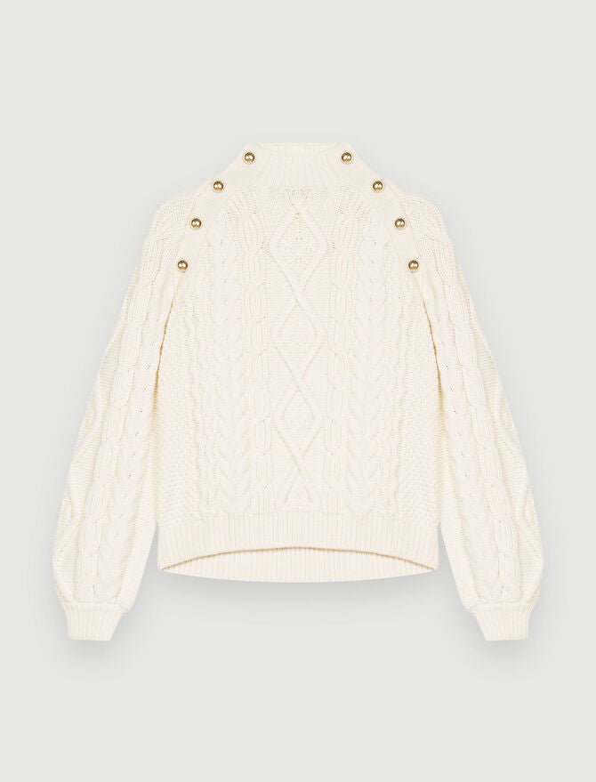 Jersey amplio punto trenzado color crudo