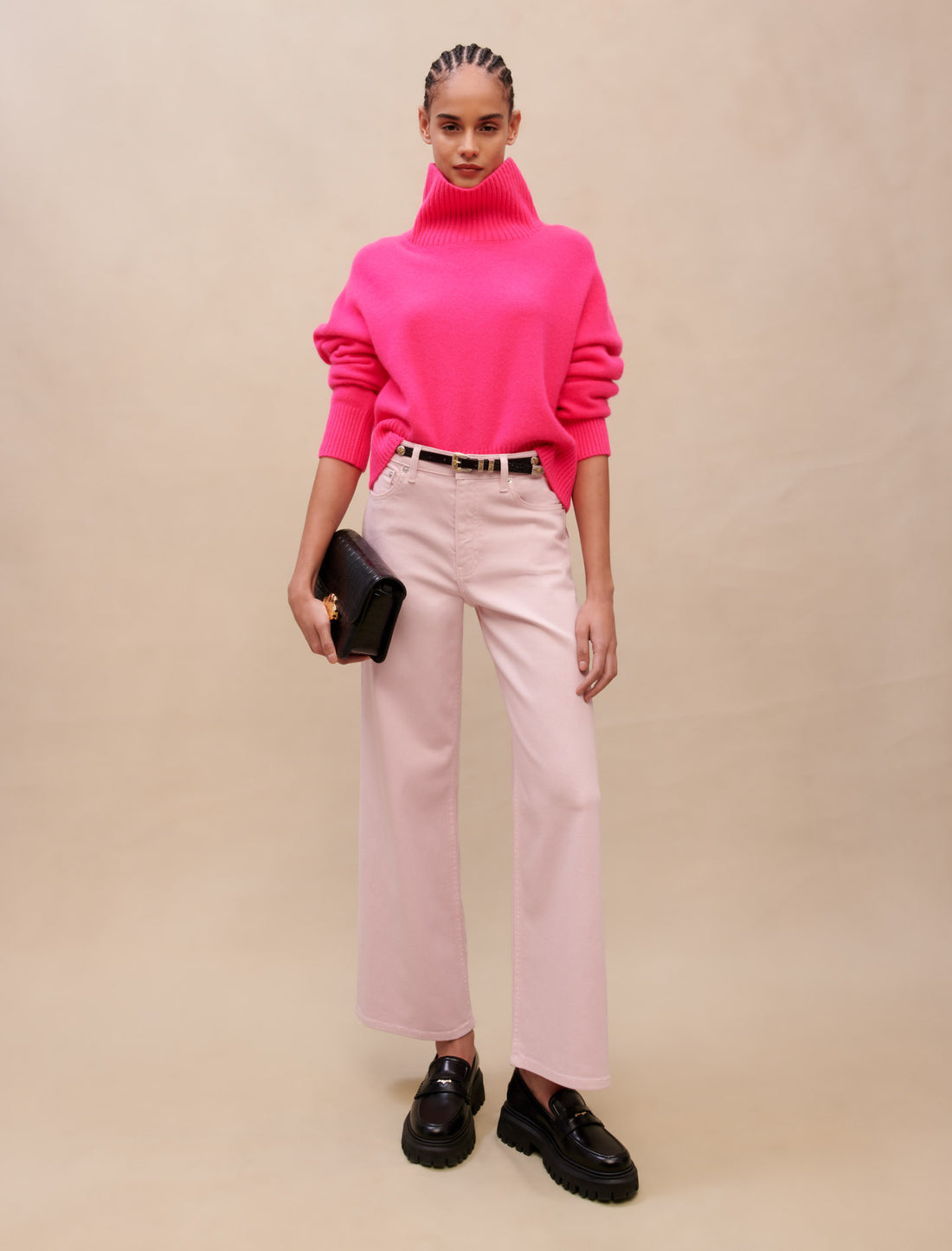 Jersey de cachemira rosa neón