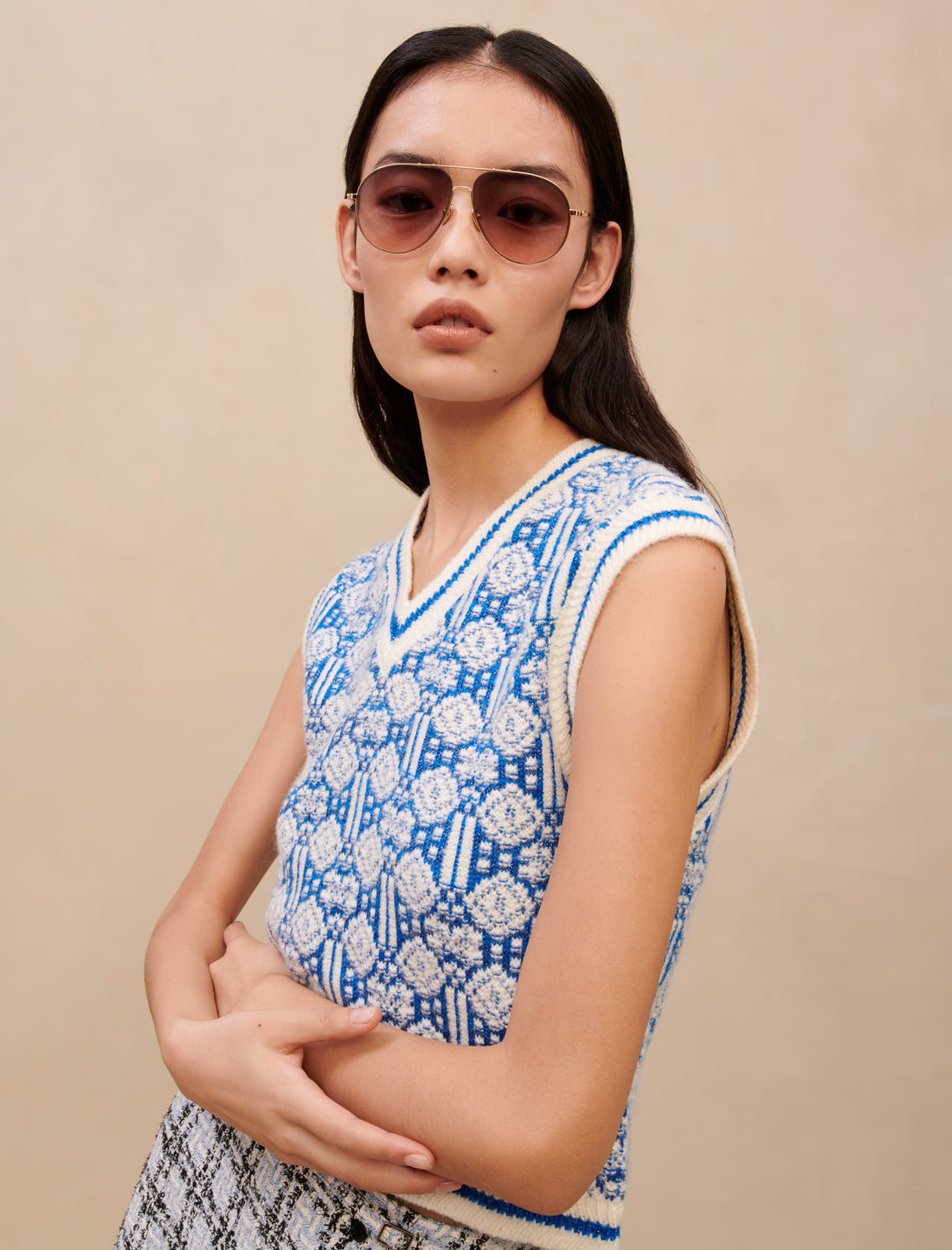 Jersey sin mangas de jacquard