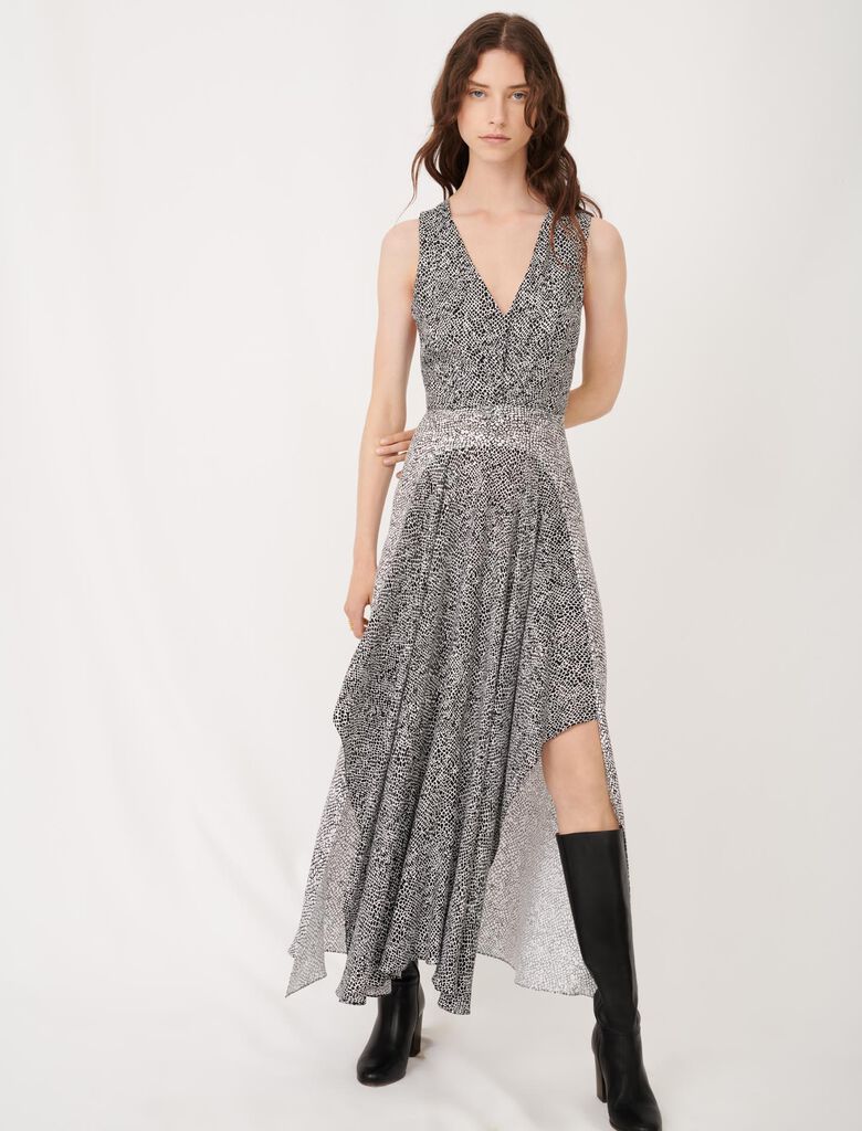 Vestido de ocasión estampado asimétrico