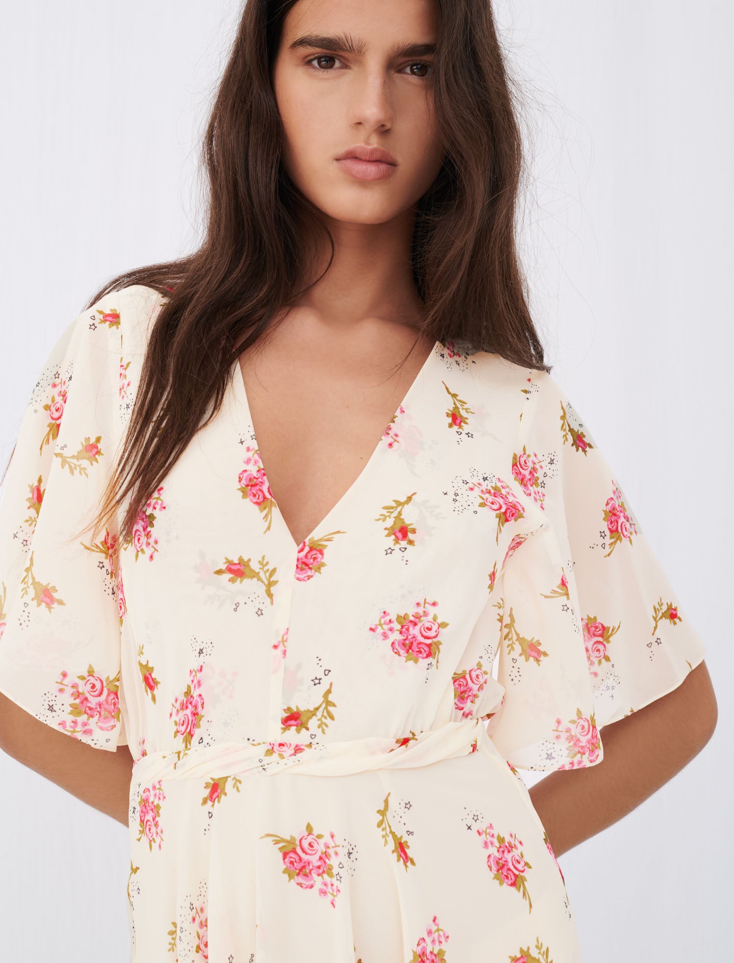 Vestido asimétrico de muselina estampada