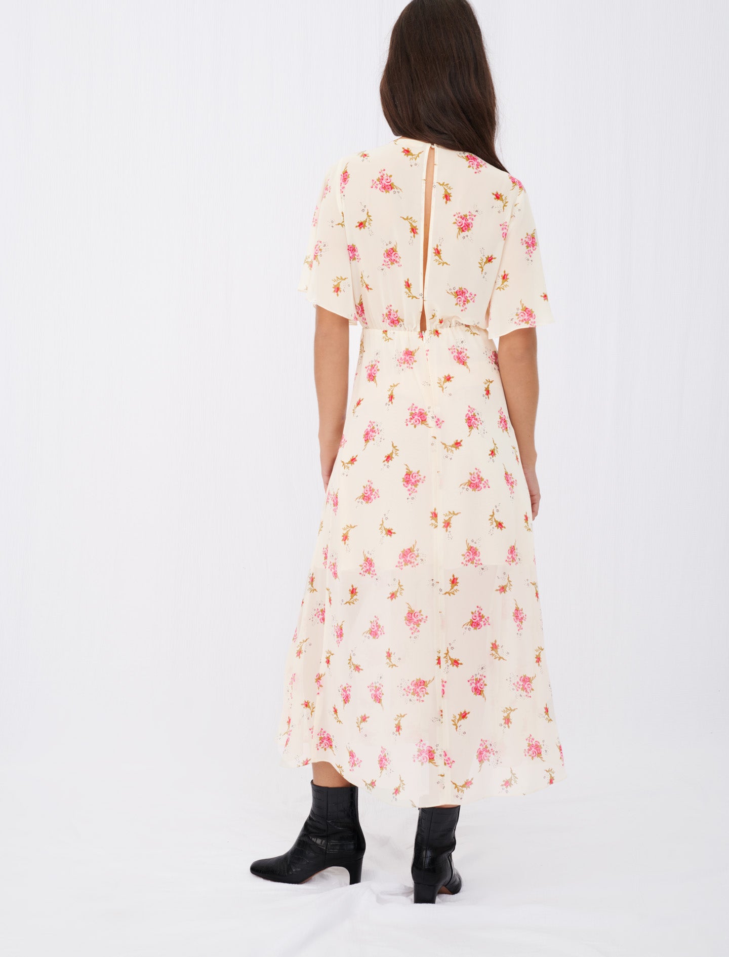 Vestido asimétrico de muselina estampada