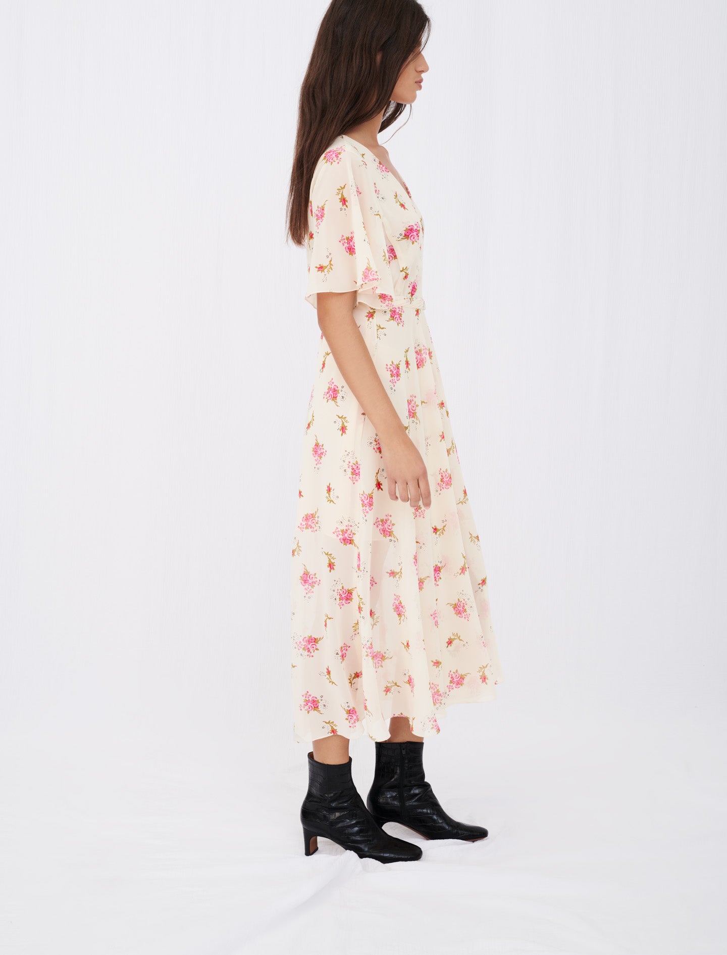 Vestido asimétrico de muselina estampada
