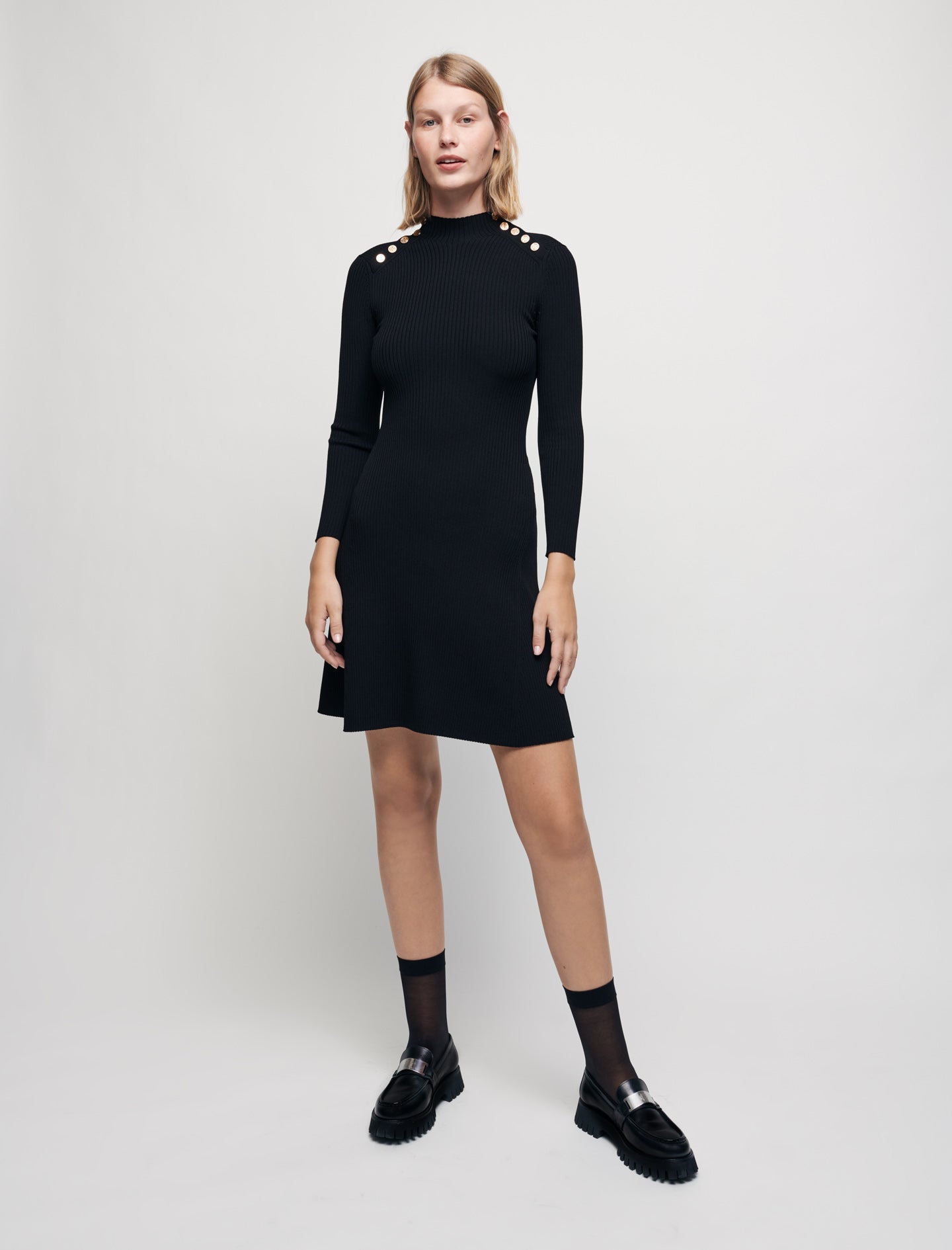 Maje | Vestido acanalado con botones Maje