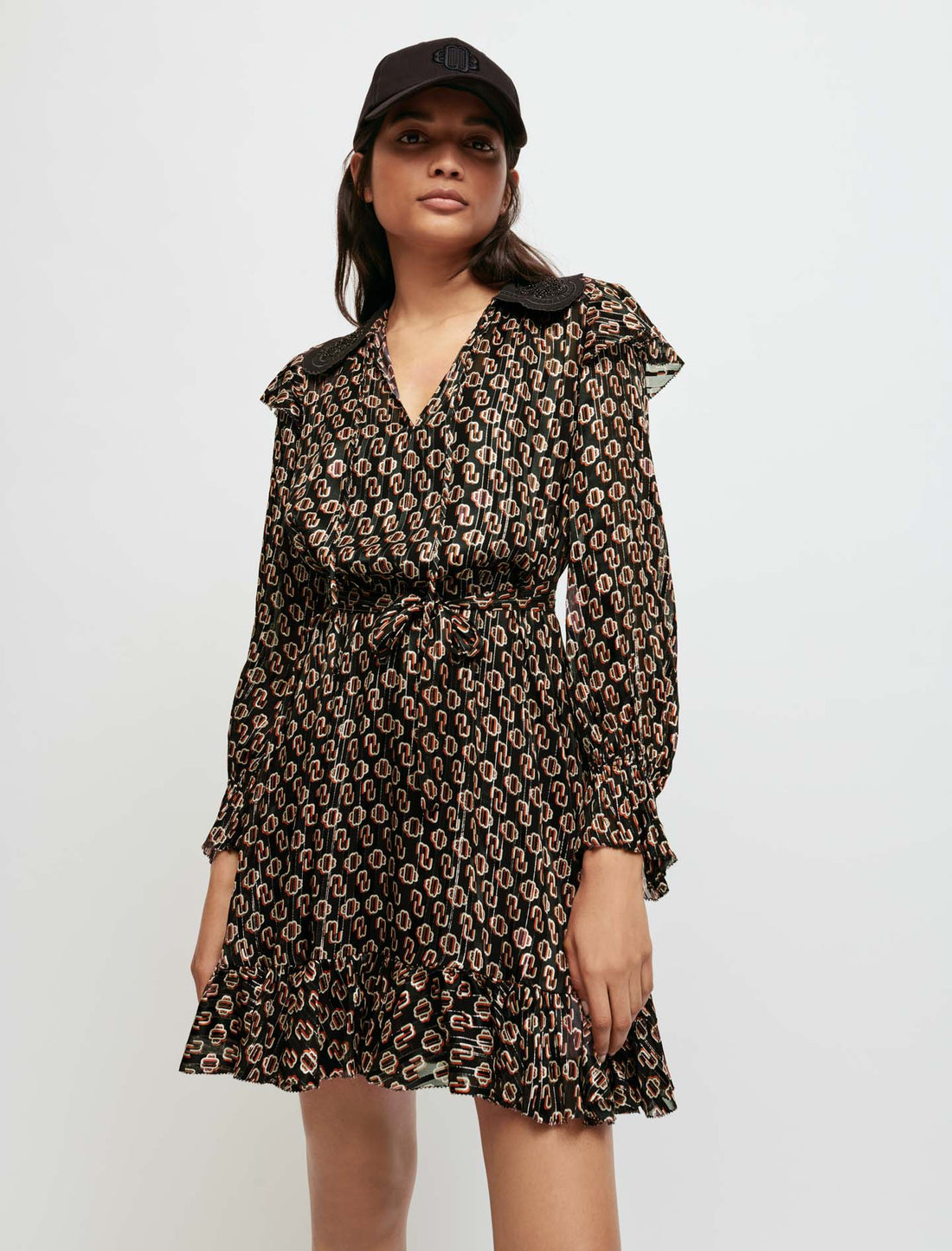 Vestido de muselina seda lúrex estampado