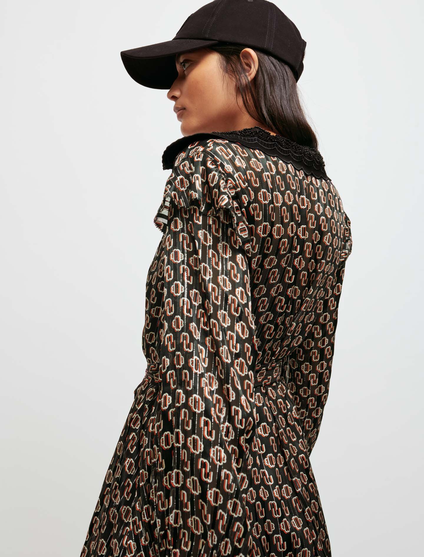 Vestido de muselina seda lúrex estampado