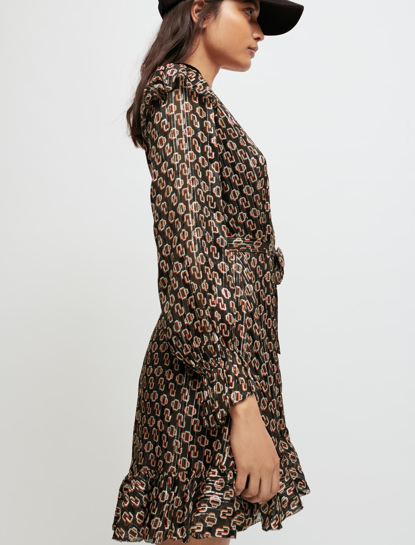 Vestido de muselina seda lúrex estampado