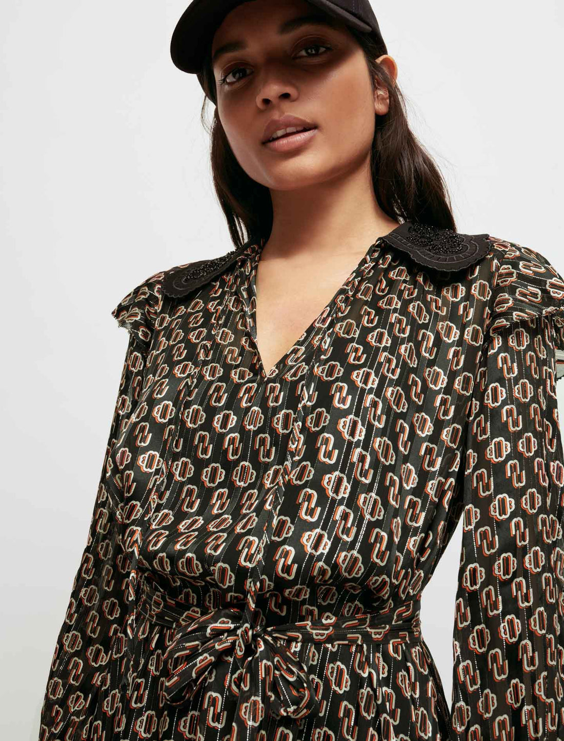 Vestido de muselina seda lúrex estampado