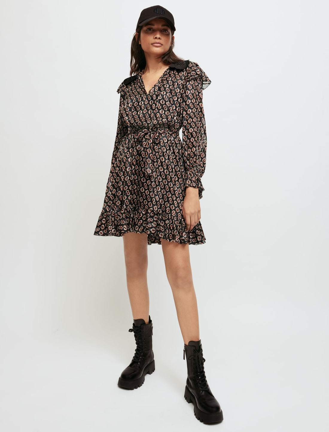 Vestido de muselina seda lúrex estampado