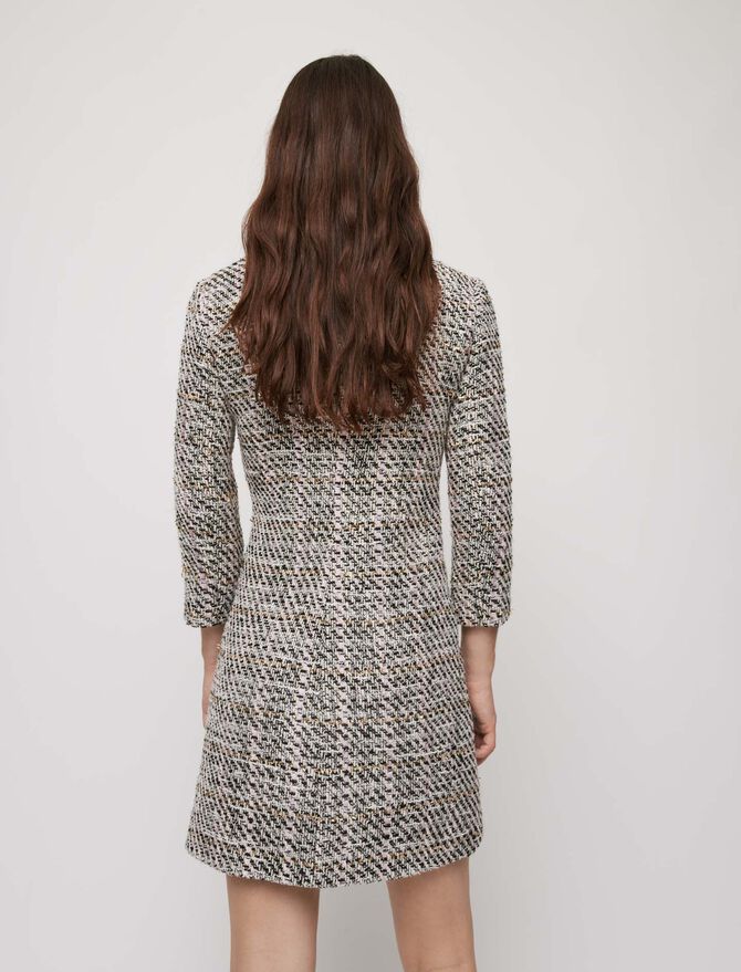 Vestido tipo tweed con contrastes