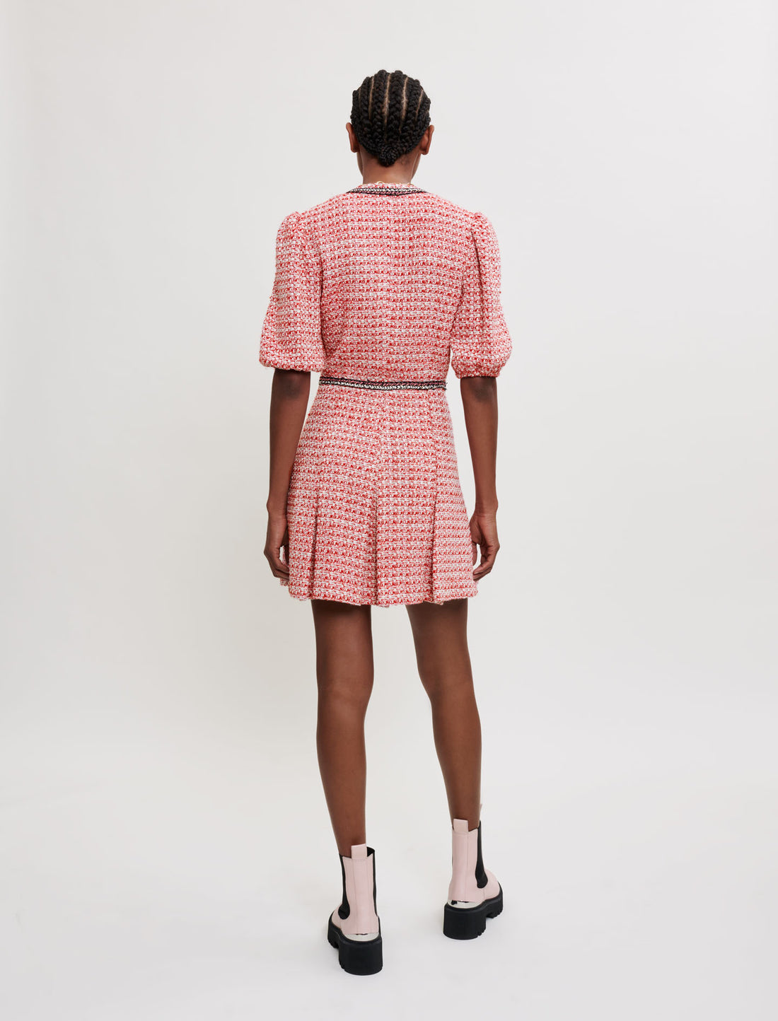 Vestido de tweed con galones étnicos