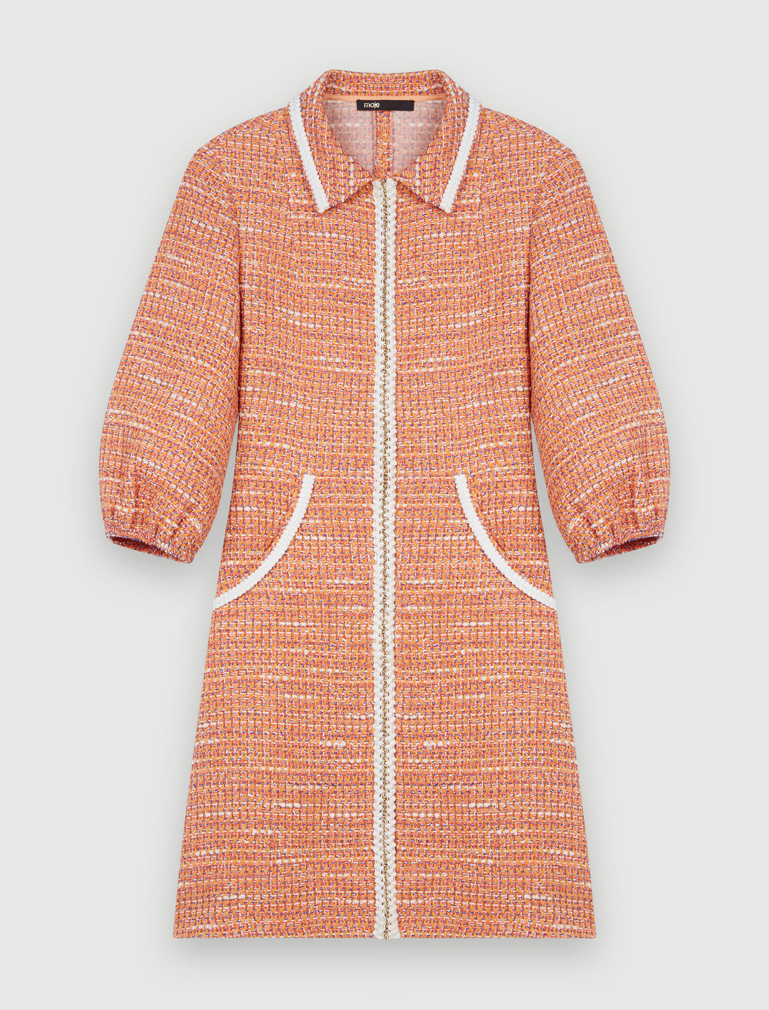 Vestido de tweed con galones trenzados