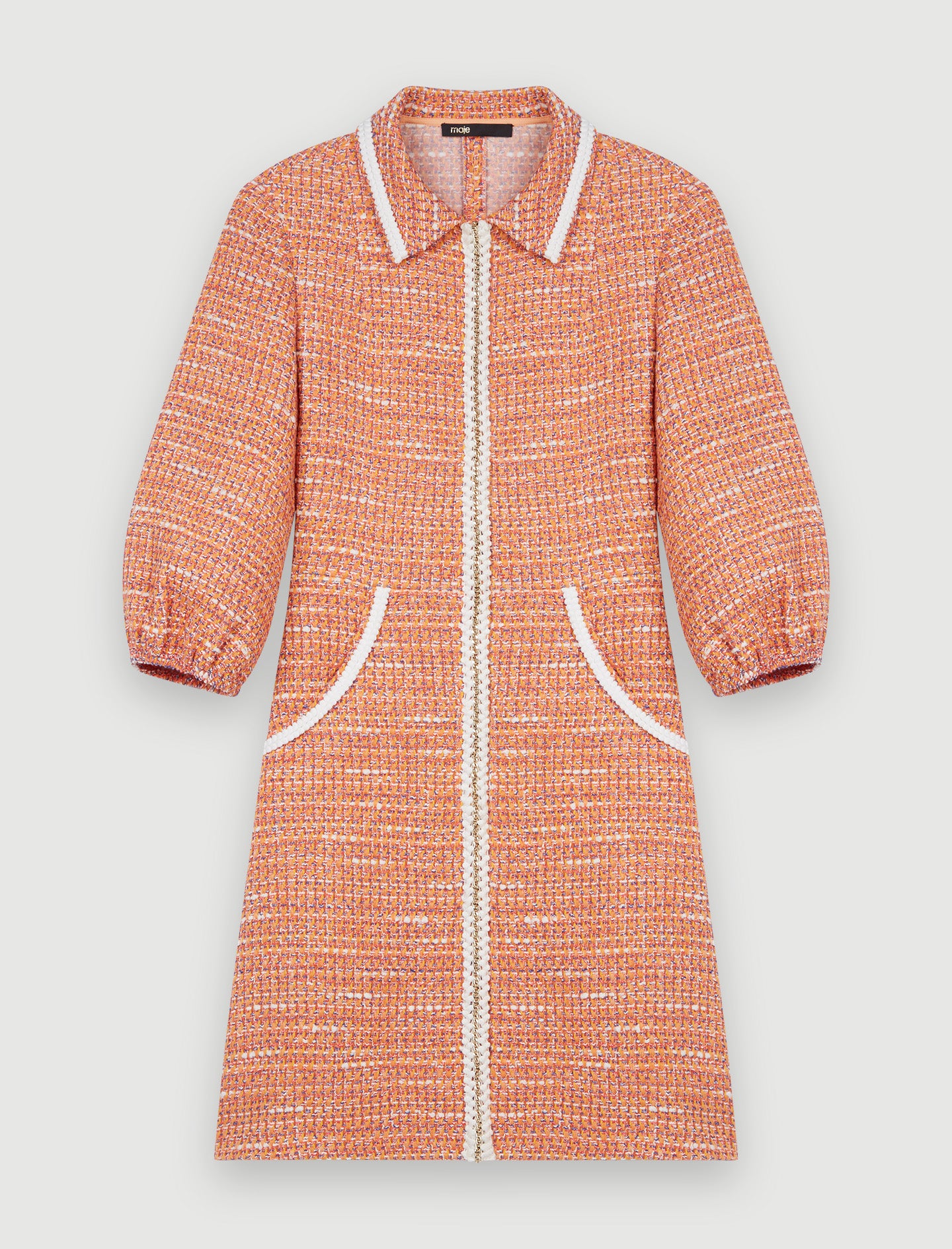 Vestido de tweed con galones trenzados