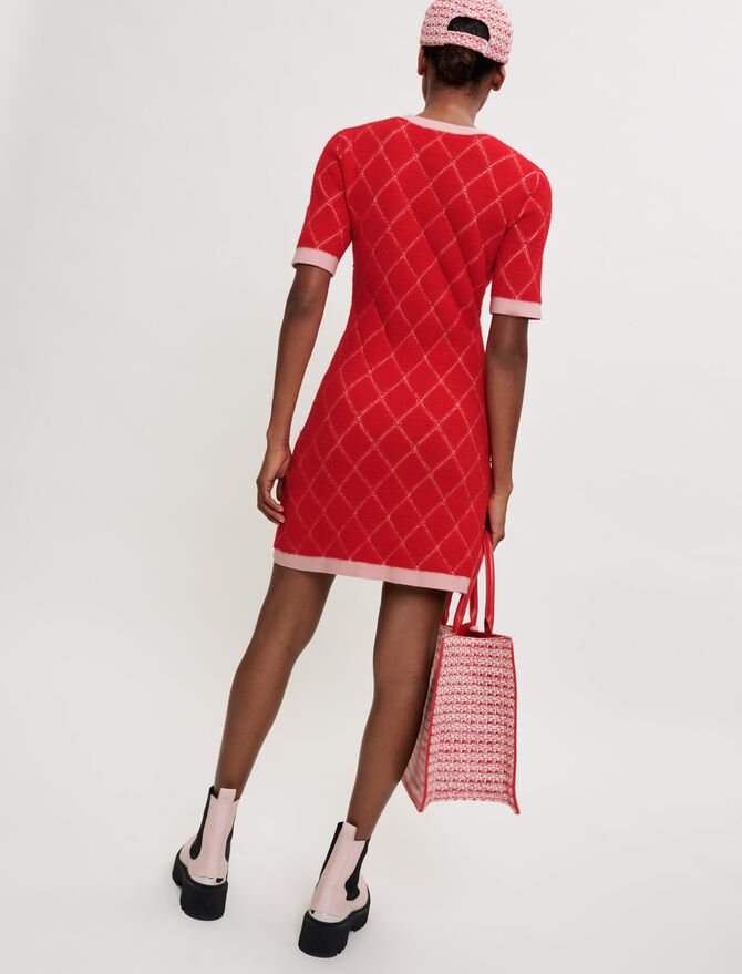 Vestido de rombos de punto y pedrería