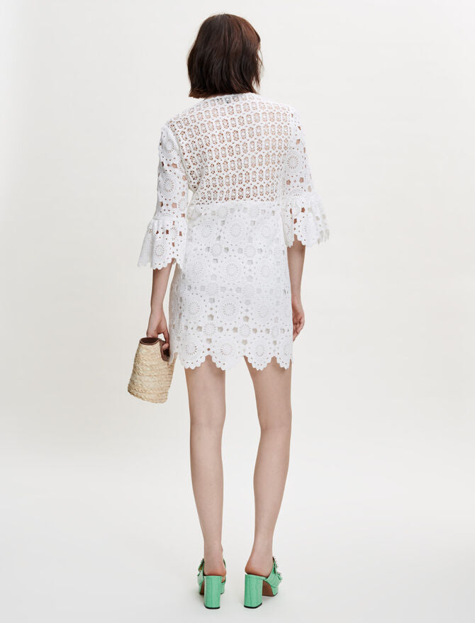 Vestido de guipur recto