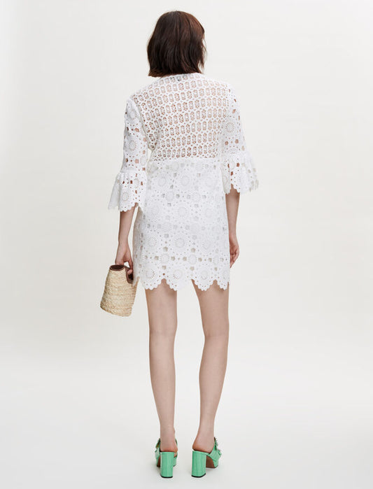 Vestido de guipur recto