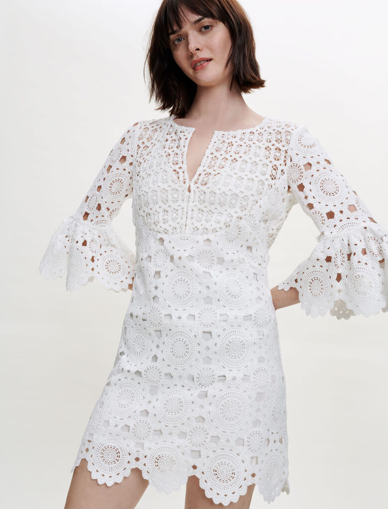 Vestido de guipur recto