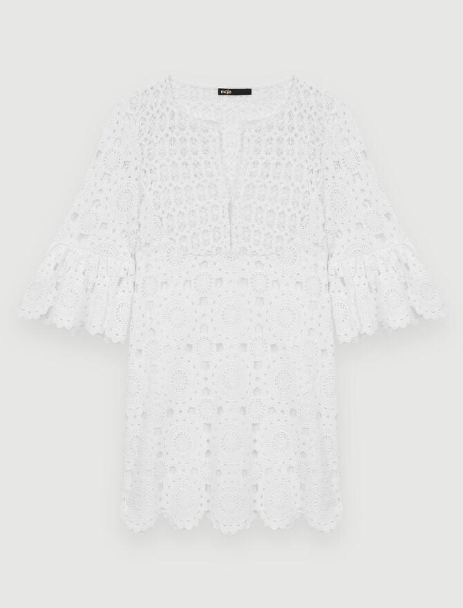 Vestido de guipur recto