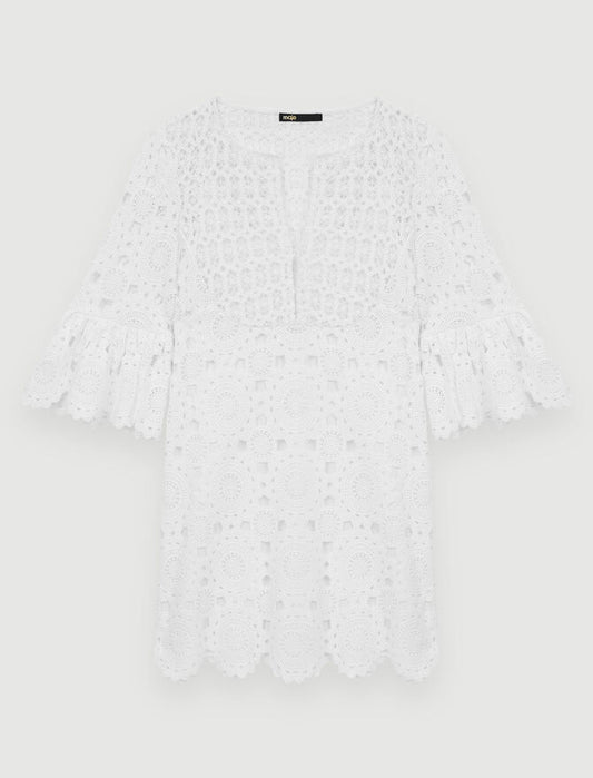 Vestido de guipur recto
