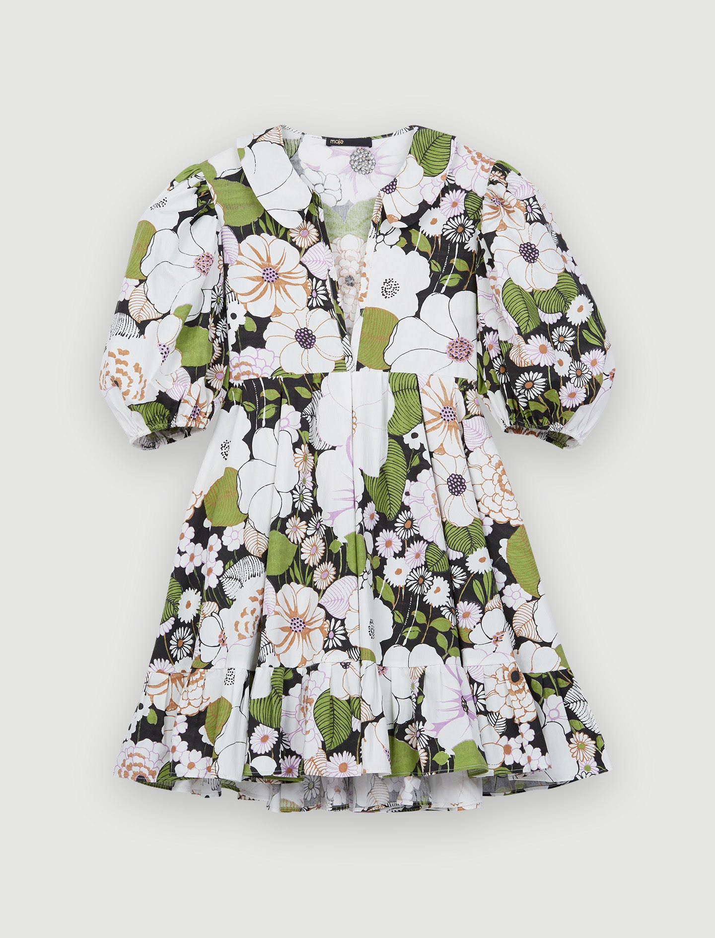 Vestido con estampado floral setentero