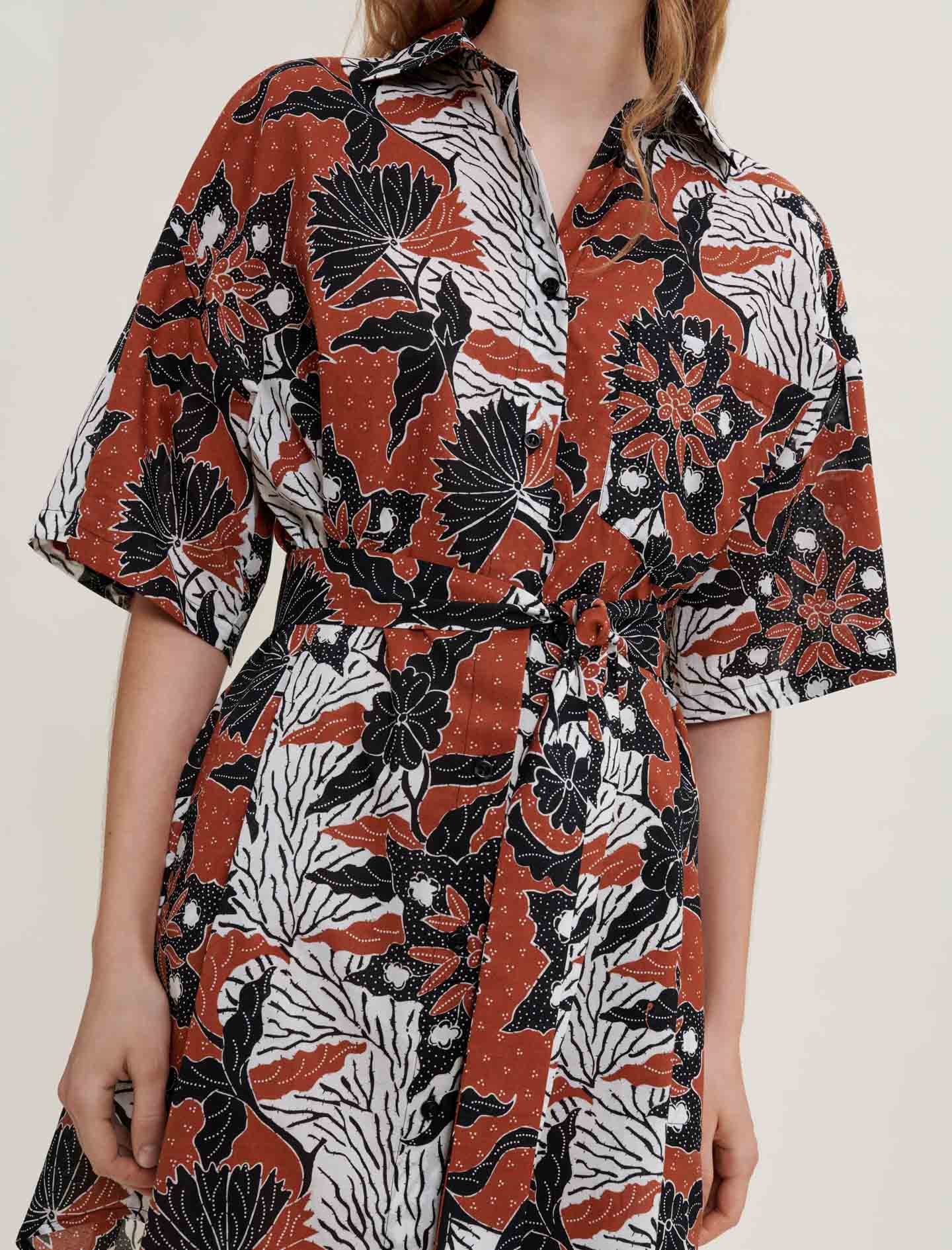Vestido estampado de gasa de algodón