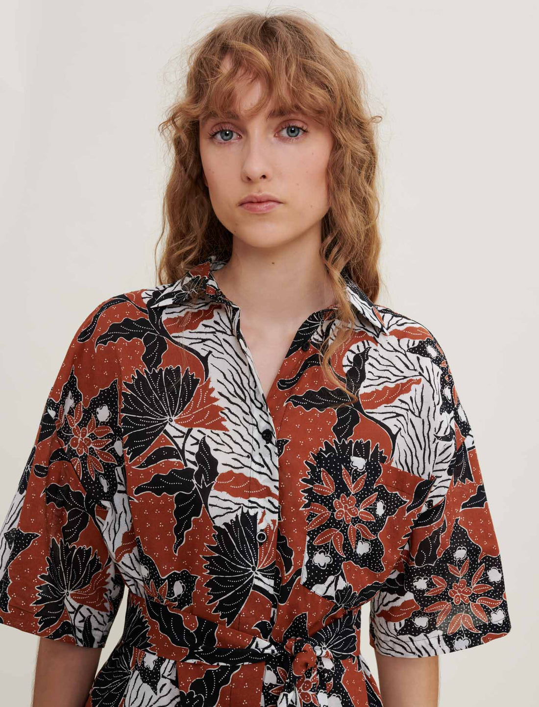 Vestido estampado de gasa de algodón