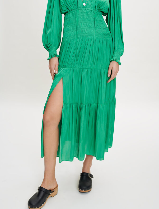 Vestido de raso fruncido