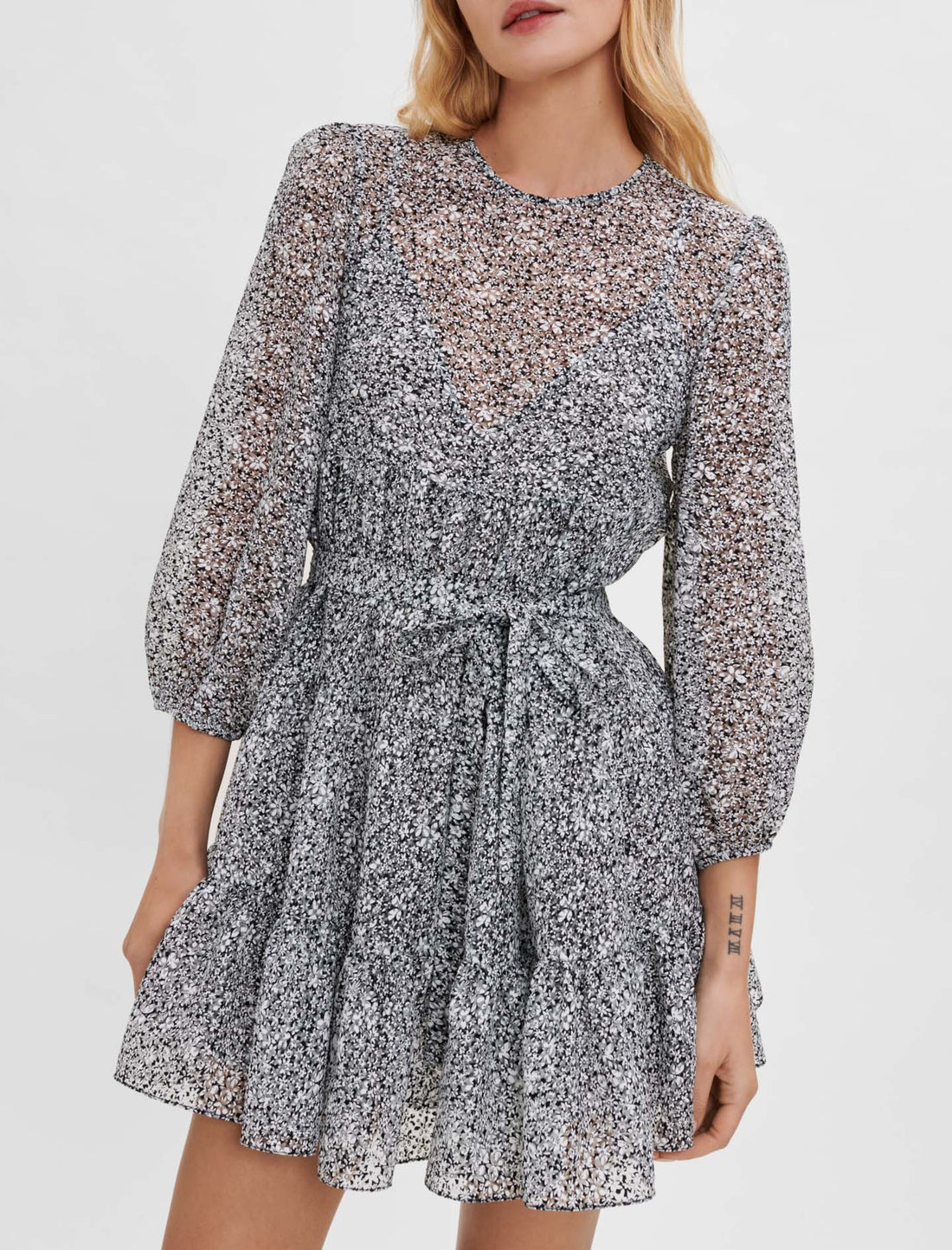 Vestido babydoll de jacquard estampado